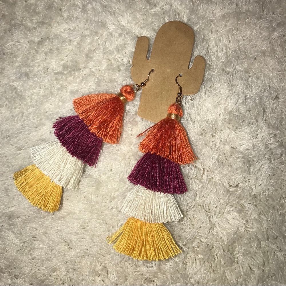 SOLD - Multicolored tassel earrings